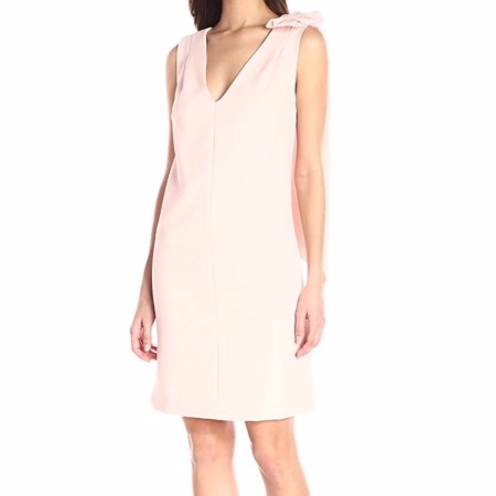 Light Pink V-Neck Shift Dress